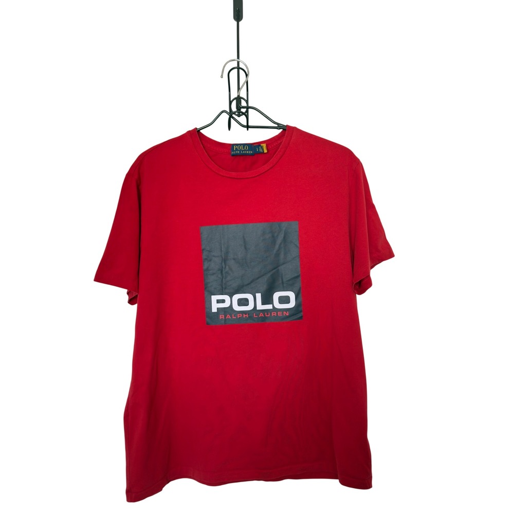 Polo Ralph Lauren Men Red Large Crewneck T-Shirt Logomania Streetwear Normcore